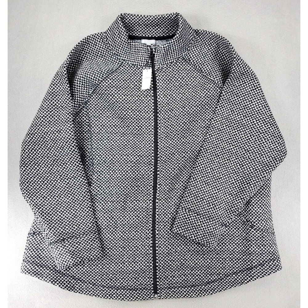 T by Talbots Bird's Eye Mockneck Full-Zip Fleece Athletic Jacket Women's 3X Plus